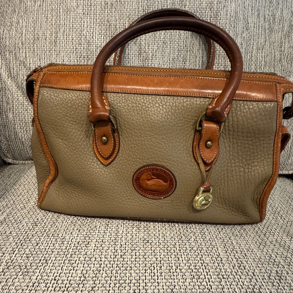 Vintage Dooney & Bourke Gray and Brown Leather Satchel